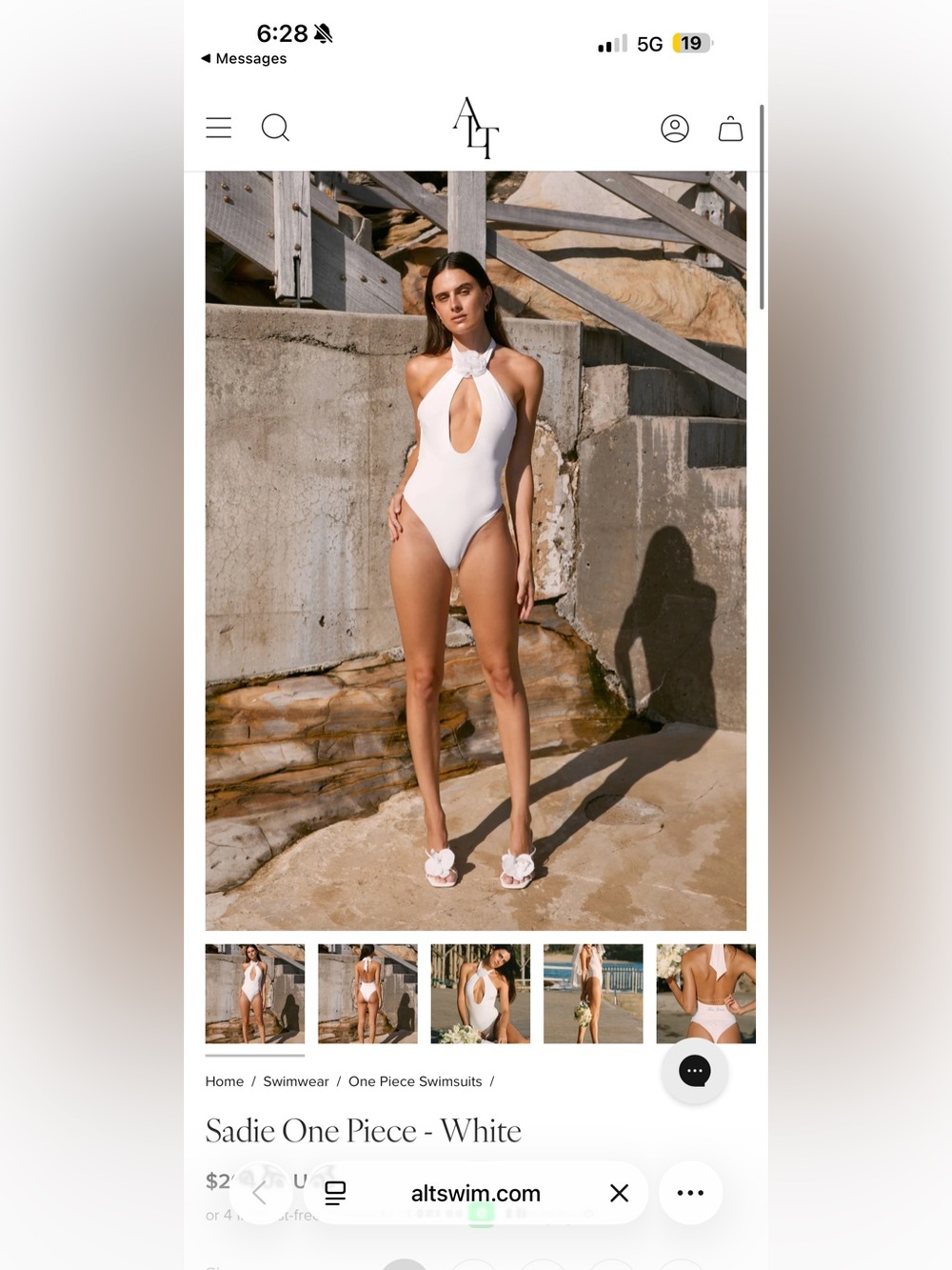 ALTSWIM Sadie One Piece Bridal Swimsuit- Size Small